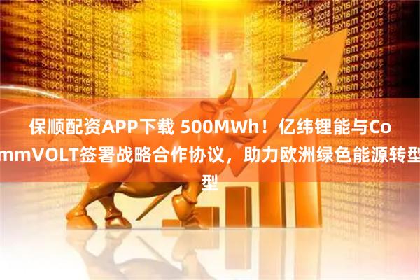 保顺配资APP下载 500MWh！亿纬锂能与CommVOLT签署战略合作协议，助力欧洲绿色能源转型